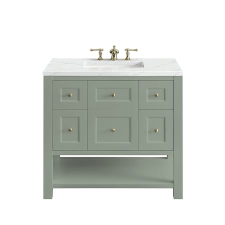 James Martin Vanities Breckenridge 36in Single Vanity, Smokey Celadon w/ 3 CM Ethereal Noctis Top 330-V36-SC-3ENC